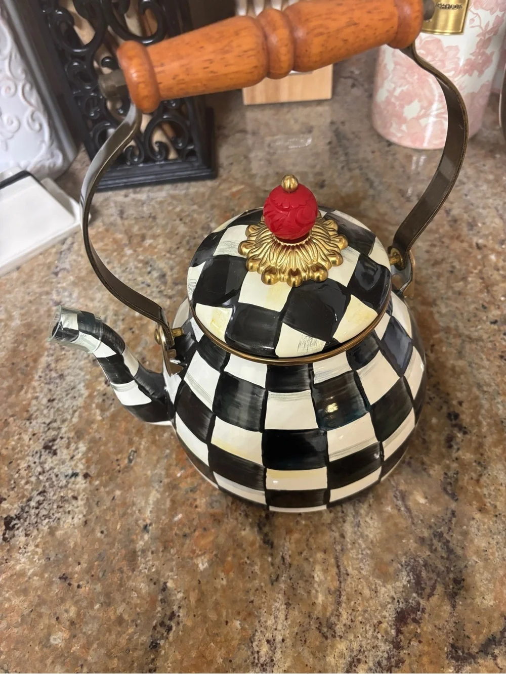 NEW! MacKenzie-Childs Courtly Check 2 Quart Tea Kettle